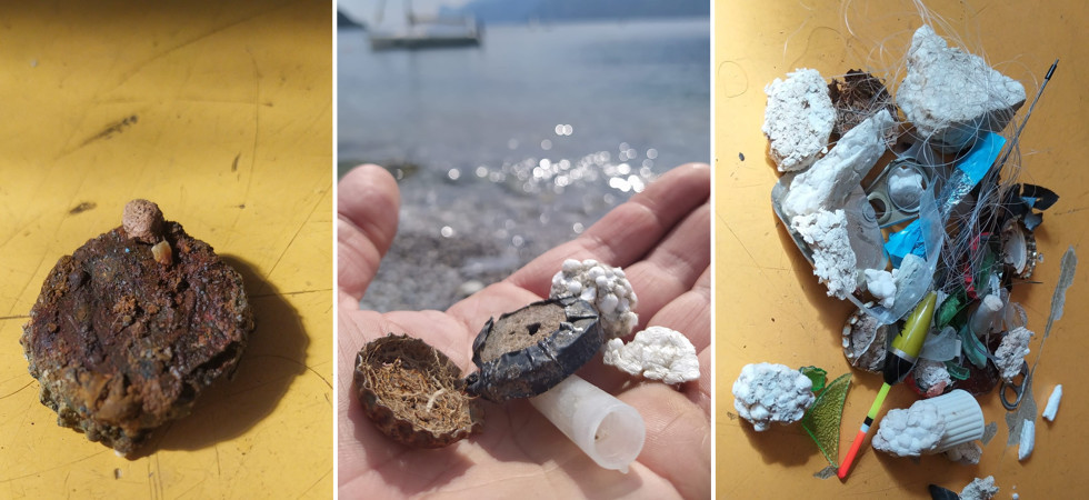 Pezzi di polistirolo fra i sassi nella 'nuova' spiaggia sul Garda''